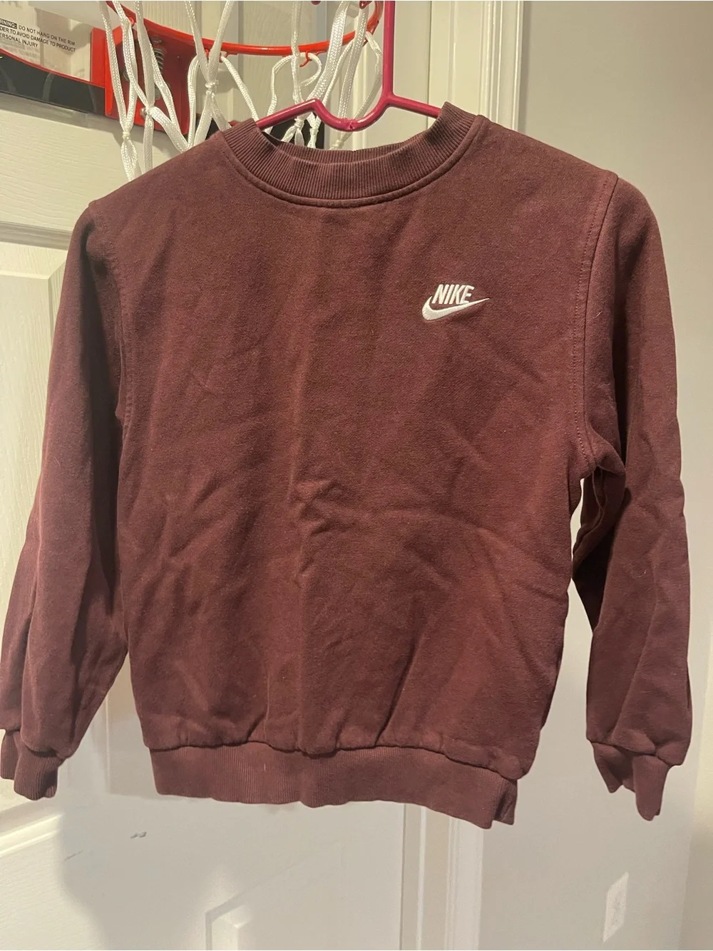 Nike Maroon Crewneck Sweatshirt with White Nike Logo
